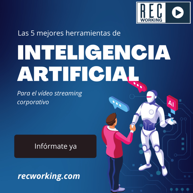 Dibujo de una inteligencia artificial y el título: Las 5 mejores herramientas de Inteligencia artificial para vídeo streaming corporativo